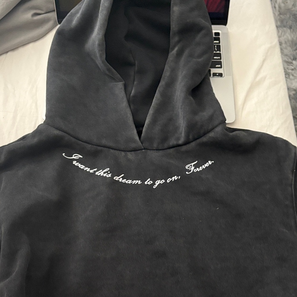 Black Hoodie with White Text